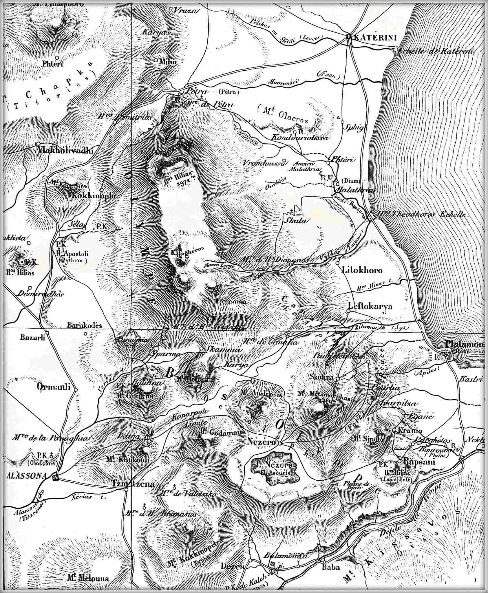 Leon Heuzey - Carte du mont Olympe (1860)