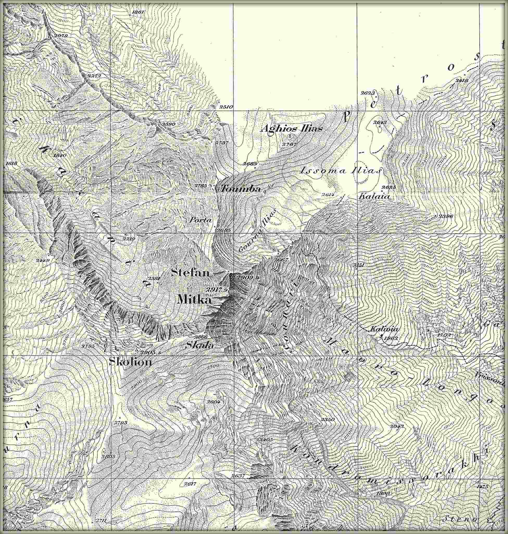 Marcel Kurz and Hans Bickel - Carte du Mont Olympe (1923)